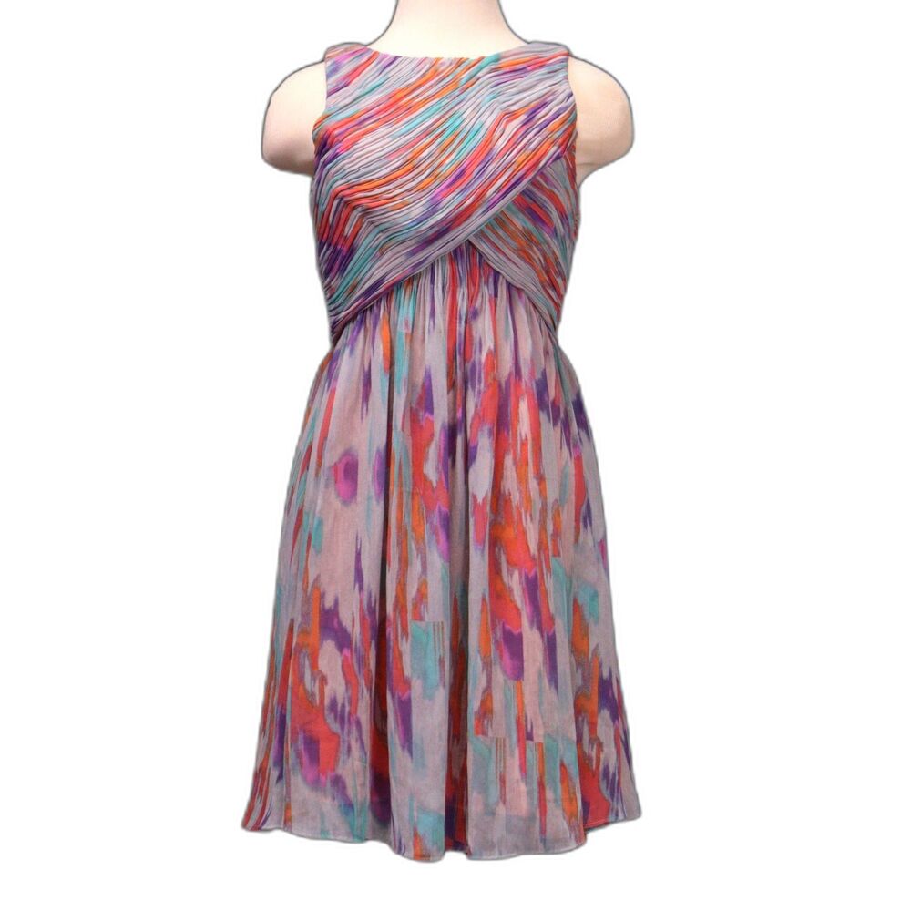 Armani Exchange Women 4 Sleeveless Chiffon Dress Multicolor Festival Art to Wear